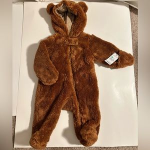 NWT Carter’s Bear fur footie Zip up onesie winter brown bear soft outfit 3m